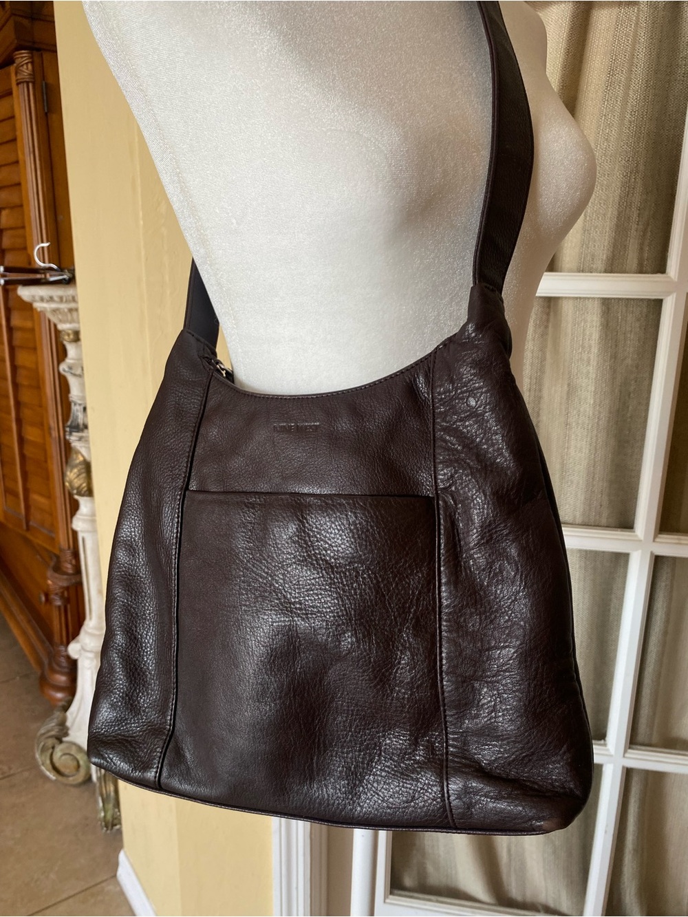 Nine West Dark Brown Leather Crossbody Bag